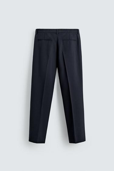 STRAIGHT-LEG WOOL BLEND SUIT TROUSERS - Navy blue by Zara - Image 5