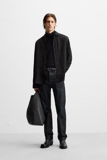 SATIN JACQUARD SHIRT - Black by Zara - Image 0