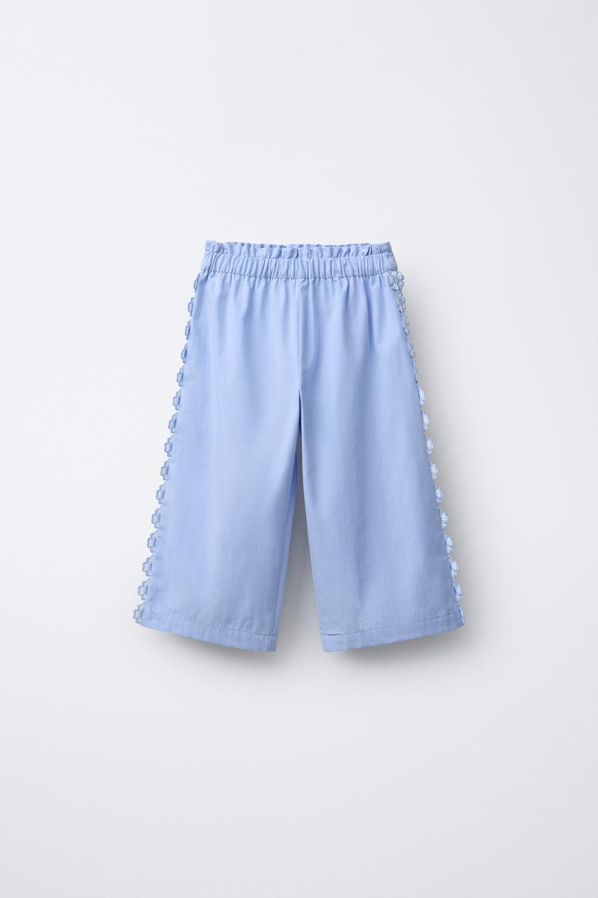 Culotte Zara Floreale Ecr&ugrave; In Mistolino Con Ricamo &ndash; Taglia L &ndash; Nuovo Con Etichette