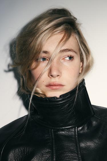 100% LEATHER JACKET WITH ADJUSTABLE WAIST - Black by Zara - Image 2