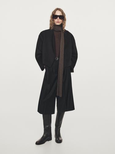 Zara Long flannel Bermuda shorts with darts - Black