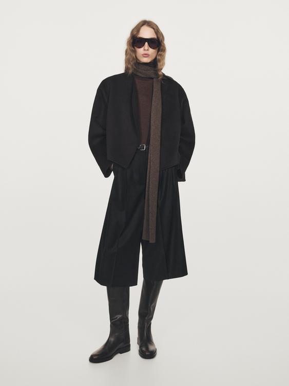 Long flannel Bermuda shorts with darts