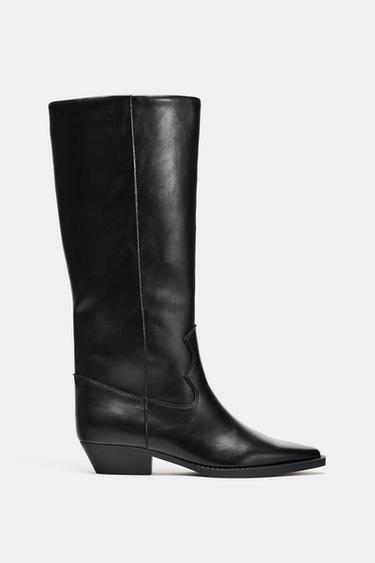 COWBOY FLAT BOOTS - Black by Zara