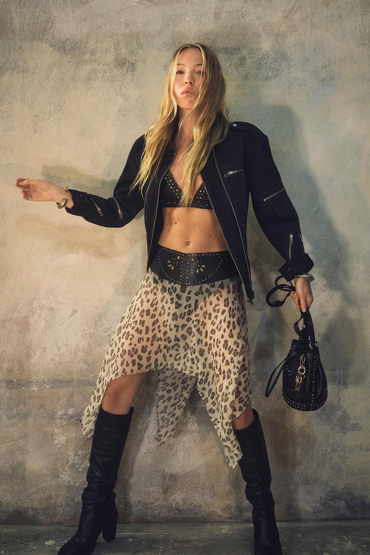 ROCK MIT LEDERTAILLENBAND – KATE MOSS X ZARA Beige ZARA