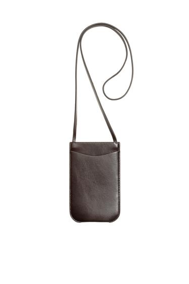 LEATHER CROSSBODY BAG - Brown by Zara