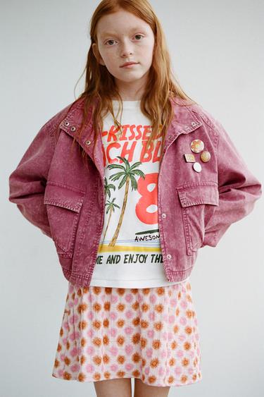 Zara 褪色刷紋效果外套 - 覆盆子色