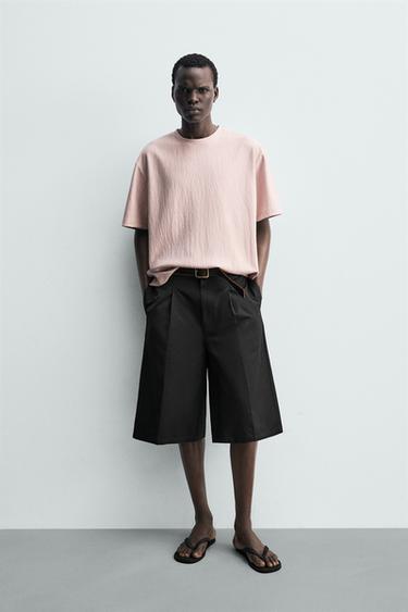 T-SHIRT STRUCTURÉ RELAXED FIT - Rose de Zara