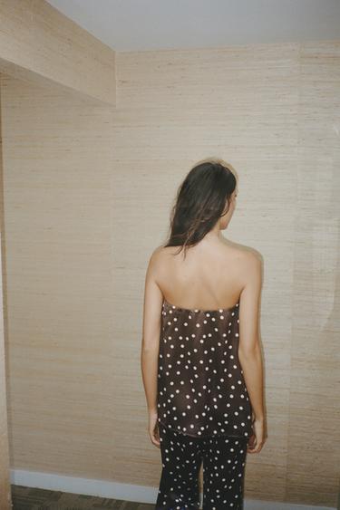 TOP SATINÉ BUSTIER - Marron / Écru de Zara - Image 3