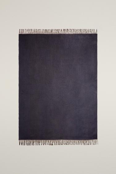 STRIPED BLANKET WITH FRINGING - Blue by Zara - Image 0