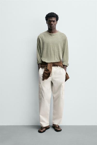 PANTALÓN CARGO REGULAR FIT - Blanco roto de Zara