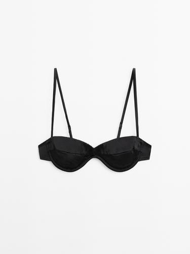 Bandeau top with underwire and seam detail — Black 1