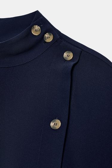 CAMISA BOTONES CONTRASTE - Marino de Zara