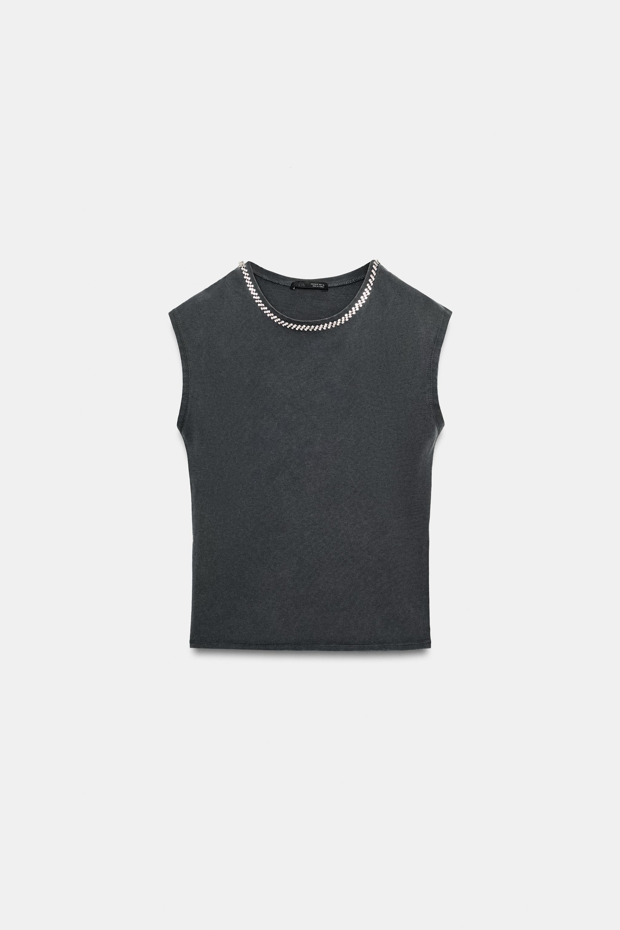 Zara WASHED EFFECT JEWEL T-SHIRT — фото 6