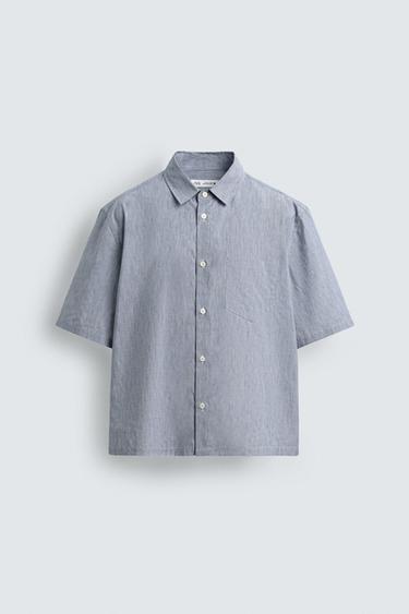 CAMISA COM ESTRUTURA E BOLSO - Azul da Zara