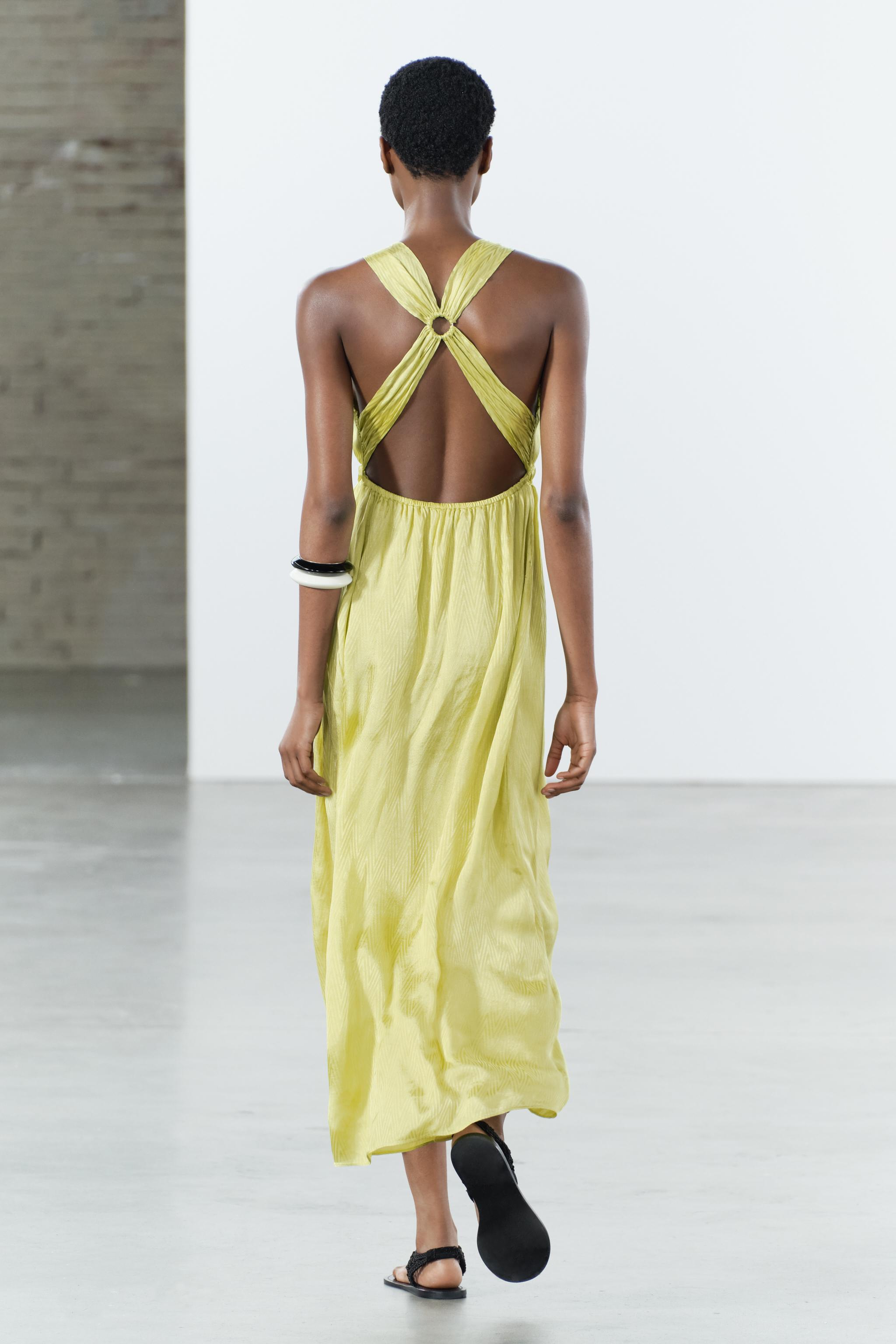 CROSS STRAP MIDI DRESS ZW COLLECTION - Lime green | ZARA Canada