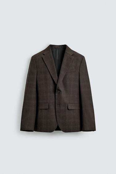 CHECK SUIT BLAZER - Dark brown by Zara