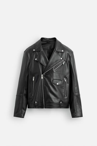 VESTE DE MOTARD MATIÈRE SYNTHÉTIQUE - Noir de Zara - Image 6