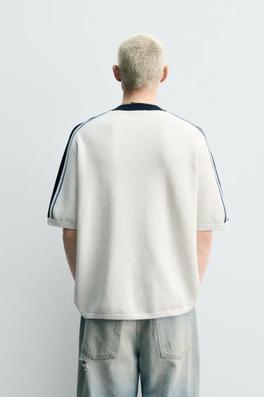 RETRO STRIPED KNIT T-SHIRT - Oyster-white by Zara - Image 2