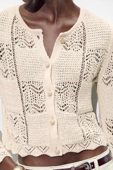 オープンニット カーディガンエクリュZaraのオープンニット カーディガン - エクリュ
