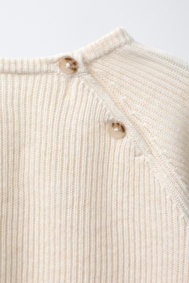 KNIT SWEATER WITH POCKET - Light beige by Zara - Image 3