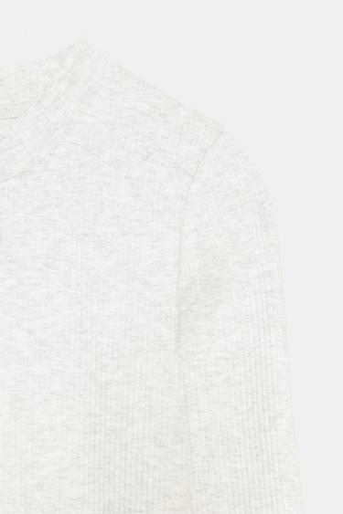 LONG SLEEVE RIBBED T-SHIRT - Grey marl by Zara - Image 5