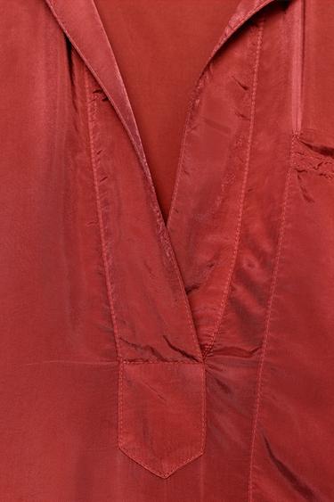 CHEMISE SATINÉE À POCHE LIMITED EDITION - Rouge foncé de Zara - Image 7