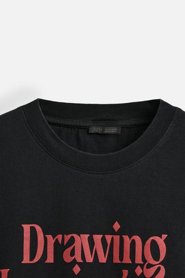 WASHED PRINT T-SHIRT - Dark anthracite by Zara - Image 8