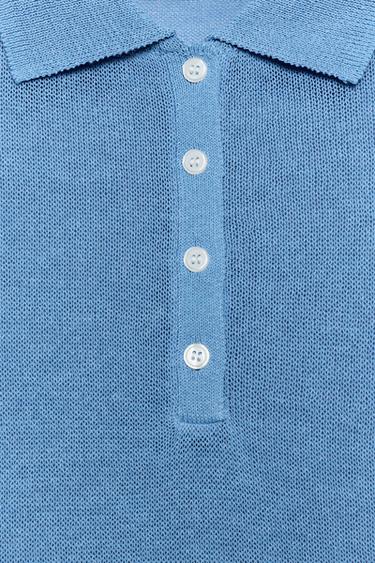 KNIT SLEEVELESS POLO SHIRT - Blue by Zara - Image 8