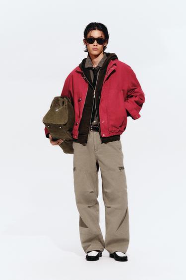 CROPPED FIT JACKET WITH FIREMAN CLASP - Red by Zara
