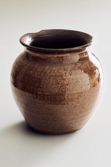 JARRÓN CERÁMICA - Marrón de Zara