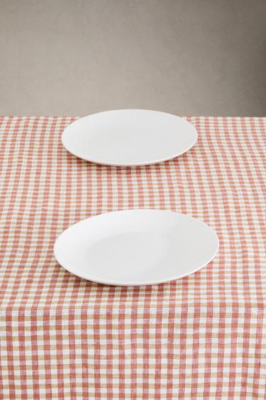 TOALHA MESA LINHO QUADRADOS VICHY COMBINADOS - Terracota da Zara