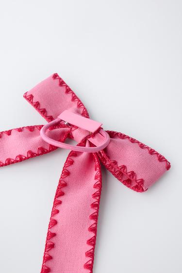 SCRUNCHIE WITH CONTRAST TRIM BOW - Pink by Zara