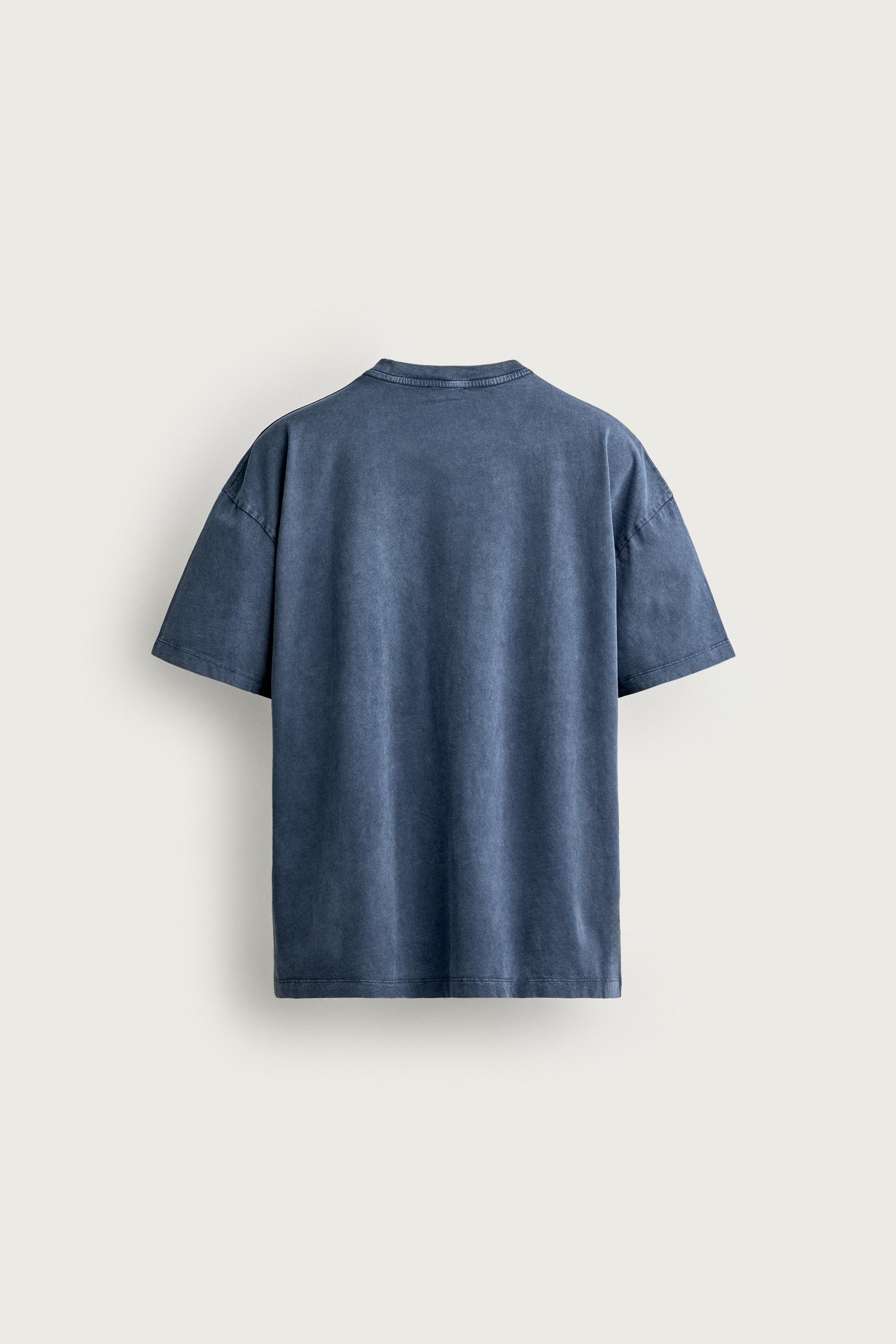 Мужские футболки Zara WASHED EFFECT TEXT T-SHIRT — фото 9