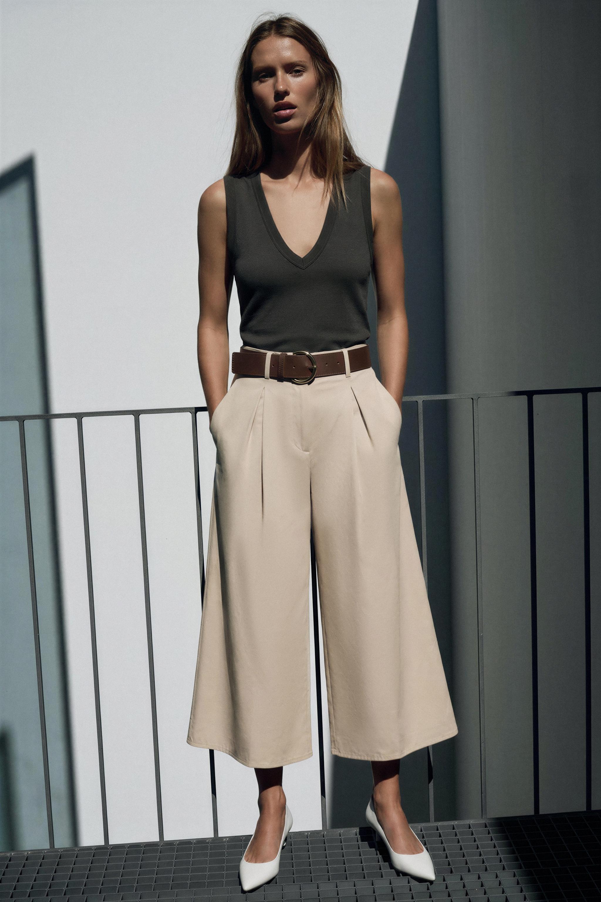 BELTED CULOTTE PANTS
