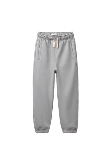 PANTALON JOGGER UNI À ÉTIQUETTE - Gris perle de Zara