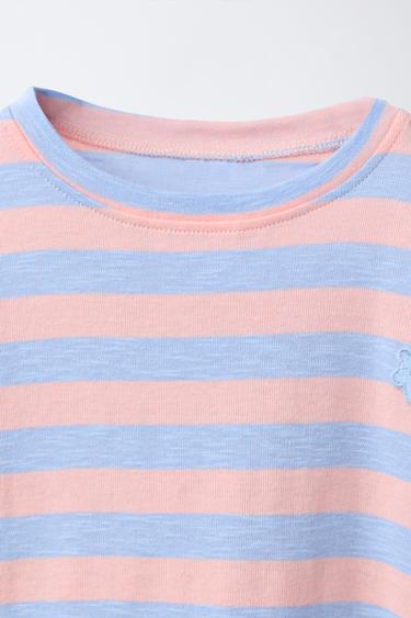 STRIPED T-SHIRT WITH FLORAL PATCH - Blue marl by Zara - Image 2