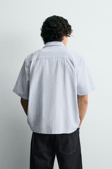 WASHED TEXTURED SHIRT - Light blue by Zara - Image 2
