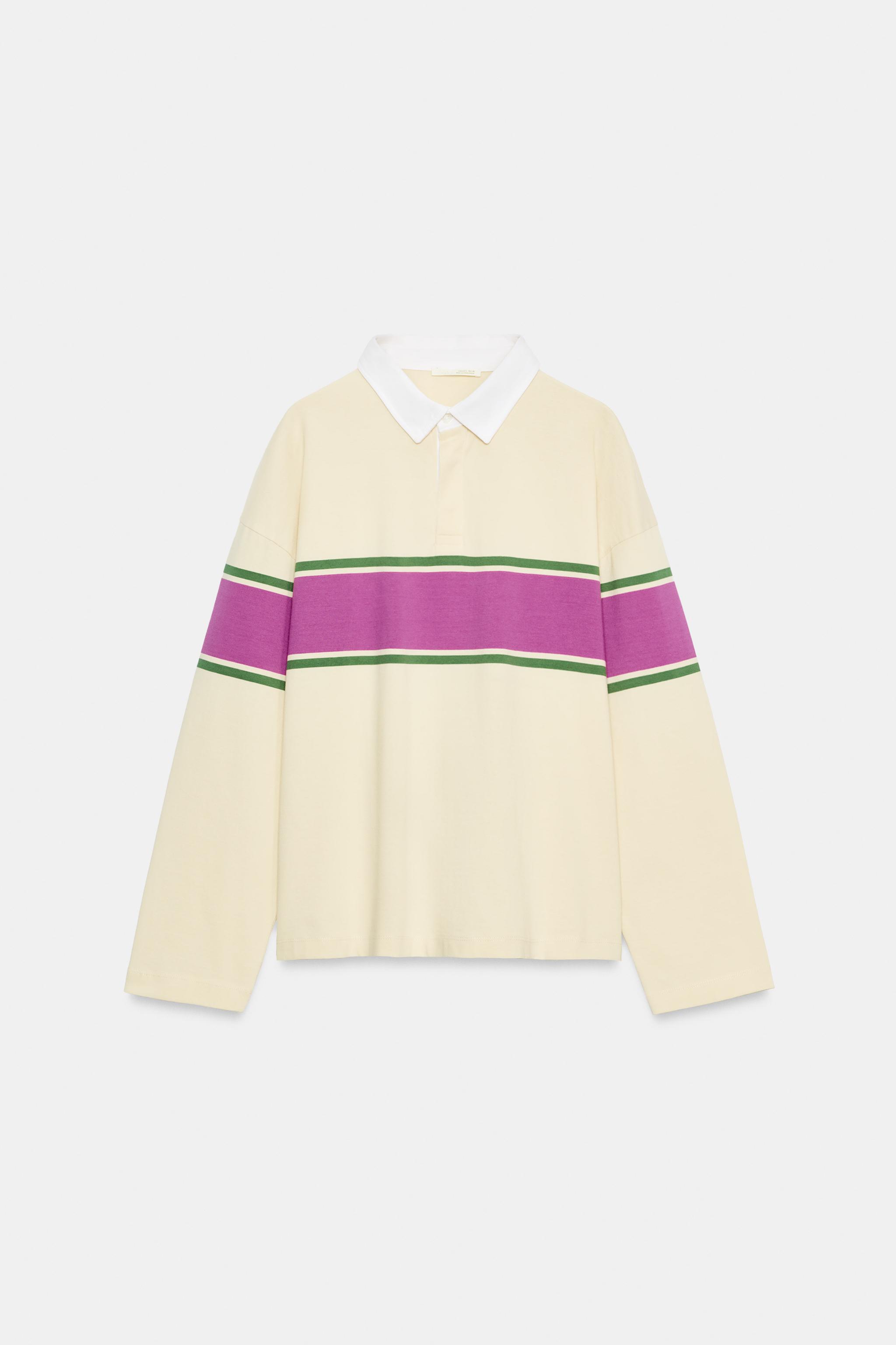 Женские рубашки Zara CONTRAST STRIPED POLO SHIRT — фото 6