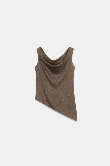 TOP RUSTIQUE ASYMÉTRIQUE - Marron de Zara - Image 3