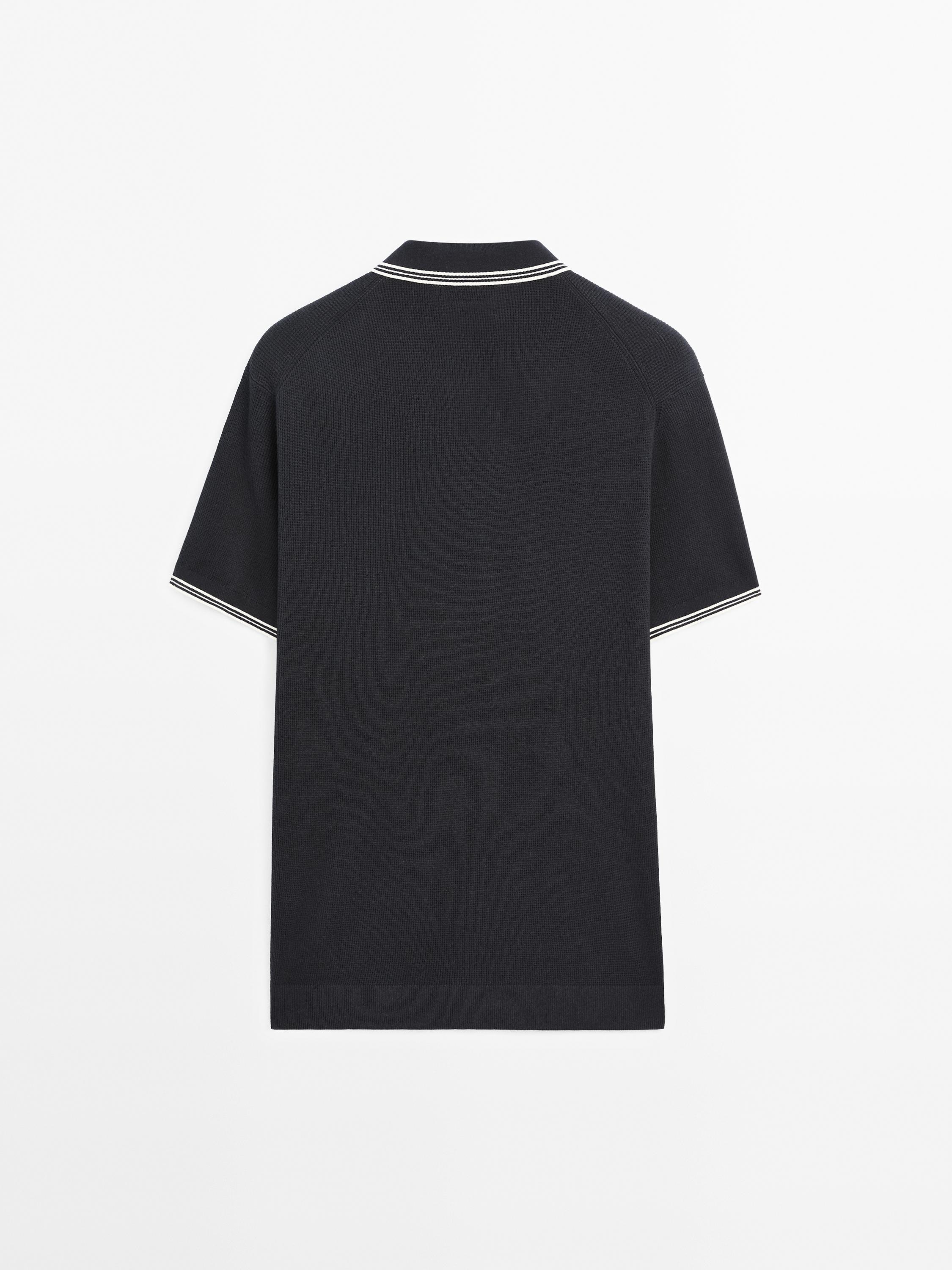 100% cotton knit polo shirt - Navy blue | ZARA United States