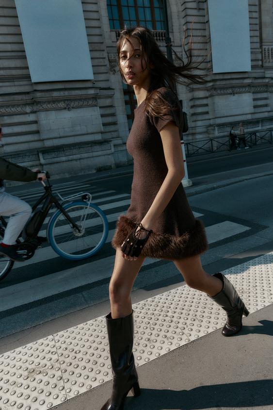 brown sweater dress zara Zara New Knit Sweater Dress Tunic. 3/4 Loose Sleeves. Tan. Midi Dress. Size S
