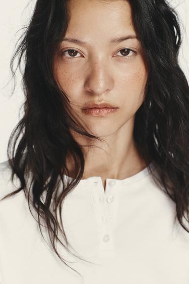 Zara SHORT BATWING SLEEVE COMBINATION DRESS - White