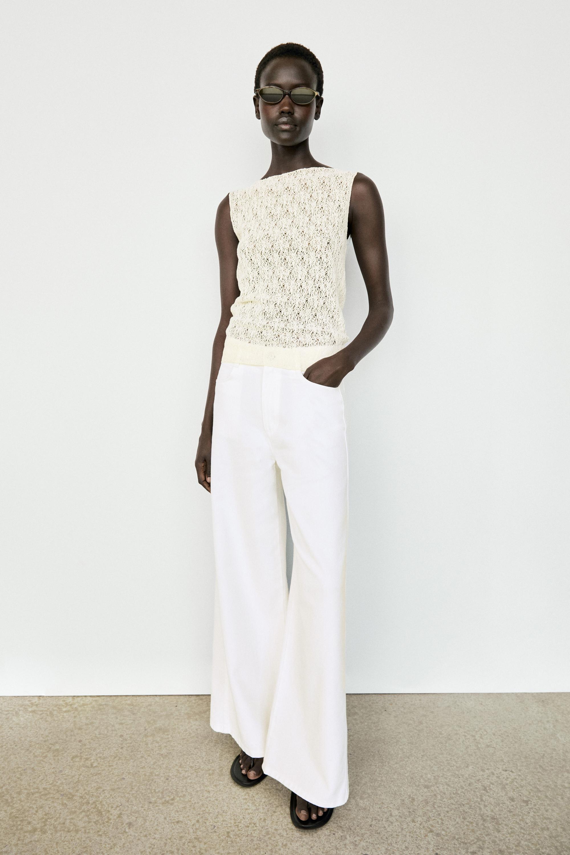 Sleeveless open-knit top
