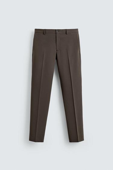 Zara STRETCH SUIT PANTS - Brown / Taupe