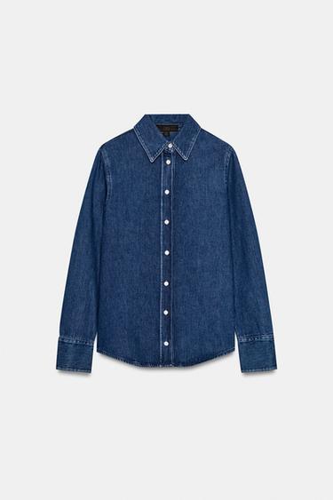 CAMISA DENIM ZW COLLECTION - Índigo de Zara