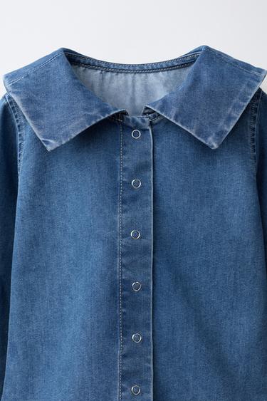 CHEMISE EN DENIM COL MARIN - Bleu de Zara - Image 2