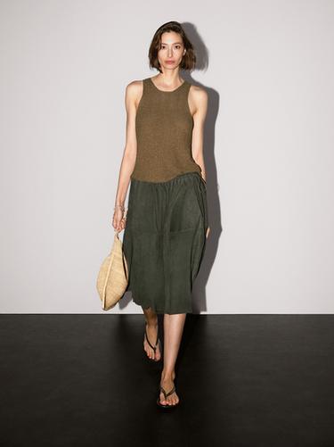 Zara Embellished knit halter top - Mid-green - Image 0