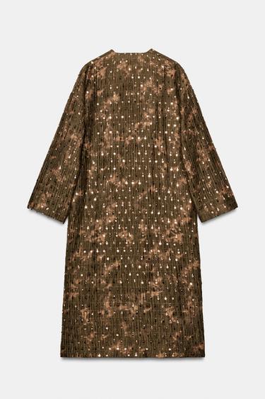 KIMONO LONG PAILLETTES - vert kaki foncé de Zara - Image 1