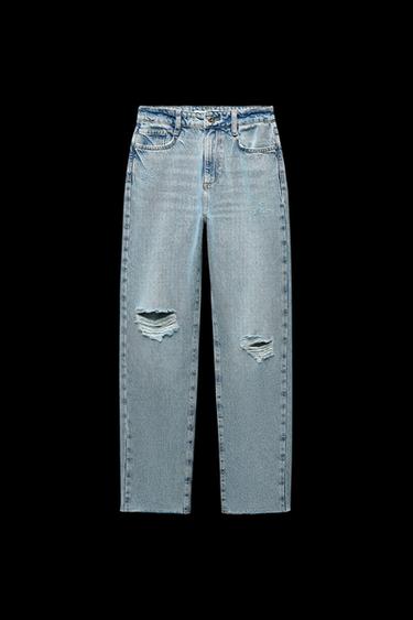 Z1975 STRAIGHT HIGH-WAIST RIPPED JEANS - Light blue by Zara - Image 0