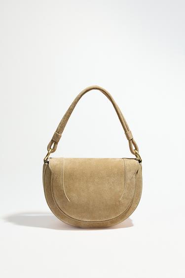 LEATHER CROSSBODY BAG - SAND/BROWN by Zara